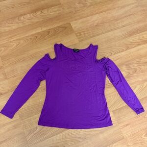 Bebe Cut Out Shoulder Long Sleeve Top